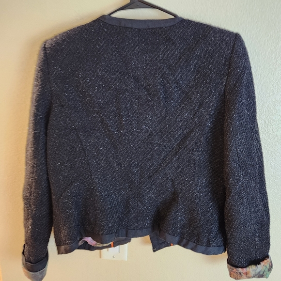 Ted Baker Wool Floral Satin Embellished Sparkle Blazer Jacket Size 12 - Picture 7 of 9